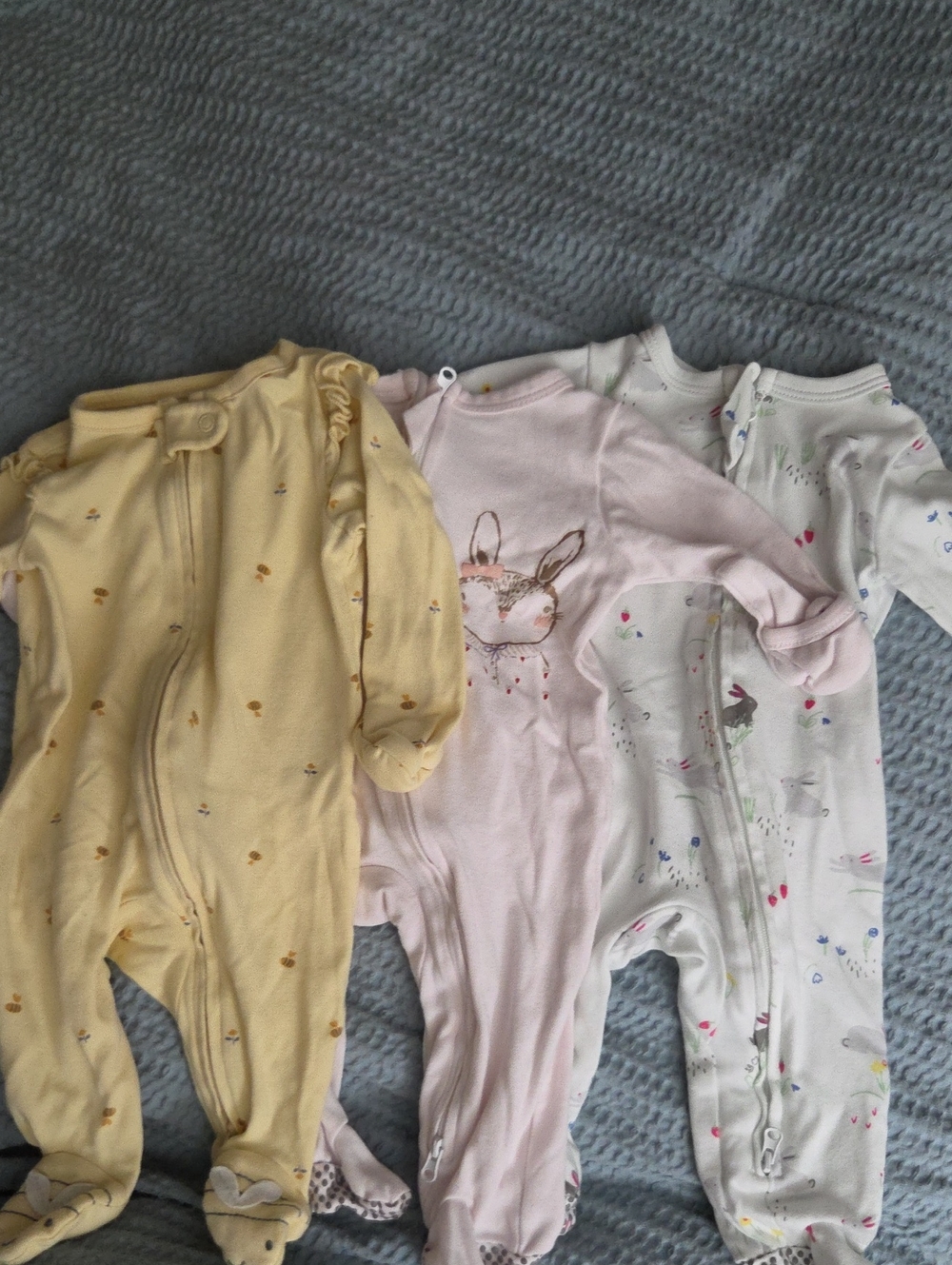 Baby Girls' Cotton Sleep and Play One-Piece - Pastel Yellow, Pink, White